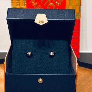 Color Blossom Studs – A Radiant Symphony of Gold, Onyx & Diamonds